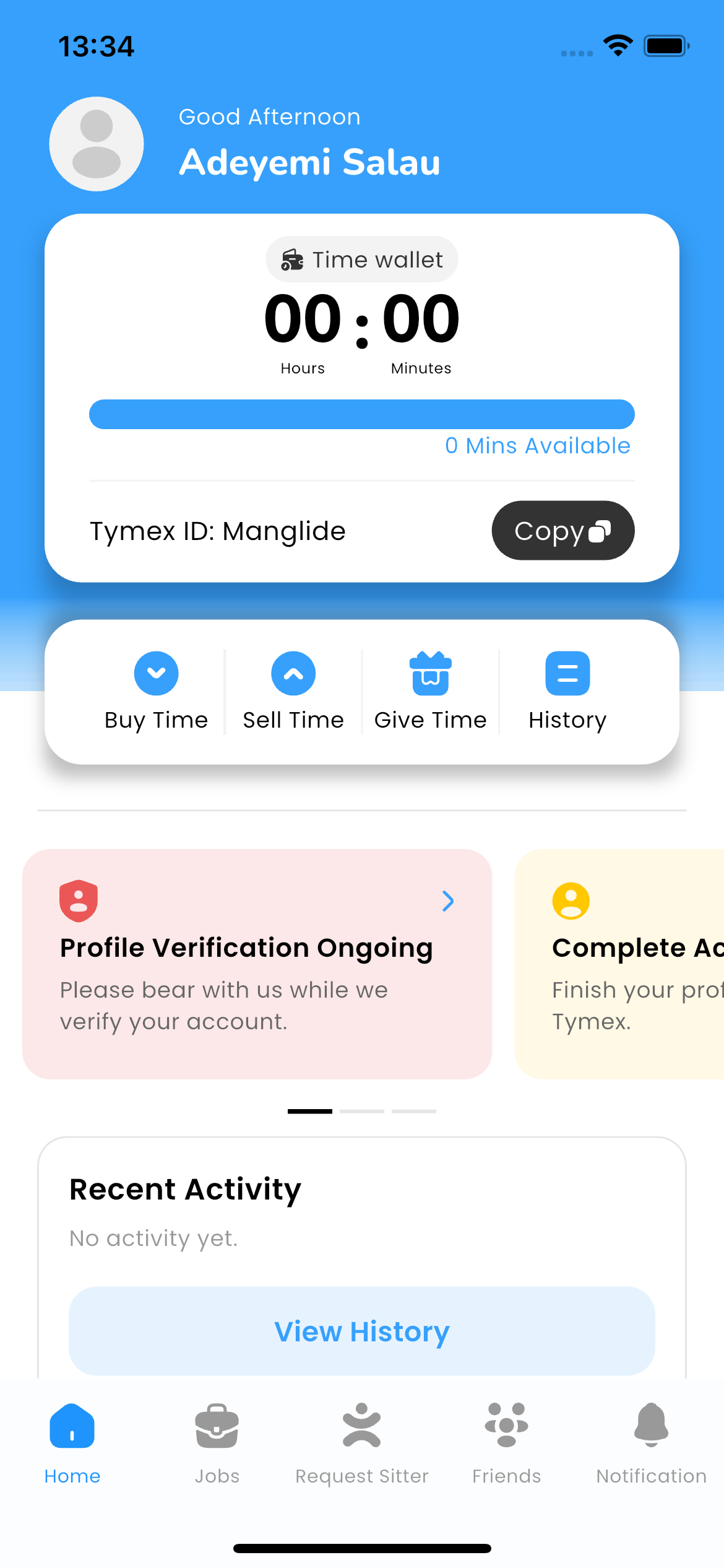 Tymex onboarding flow